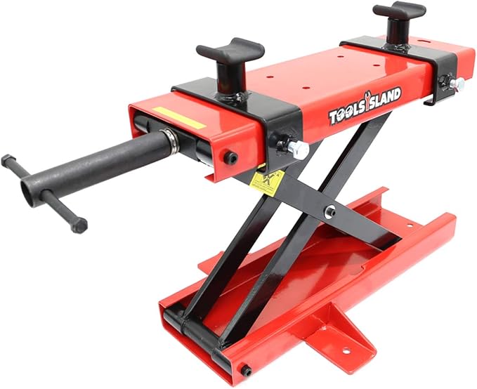 画像: ▶▶▶Amazonはこちら｜価格をチェック ツールズアイランド モーターサイクルジャッキ500kg スタンド メンテナンス リフト バイクスタンド 赤 TD7014 amzn.to