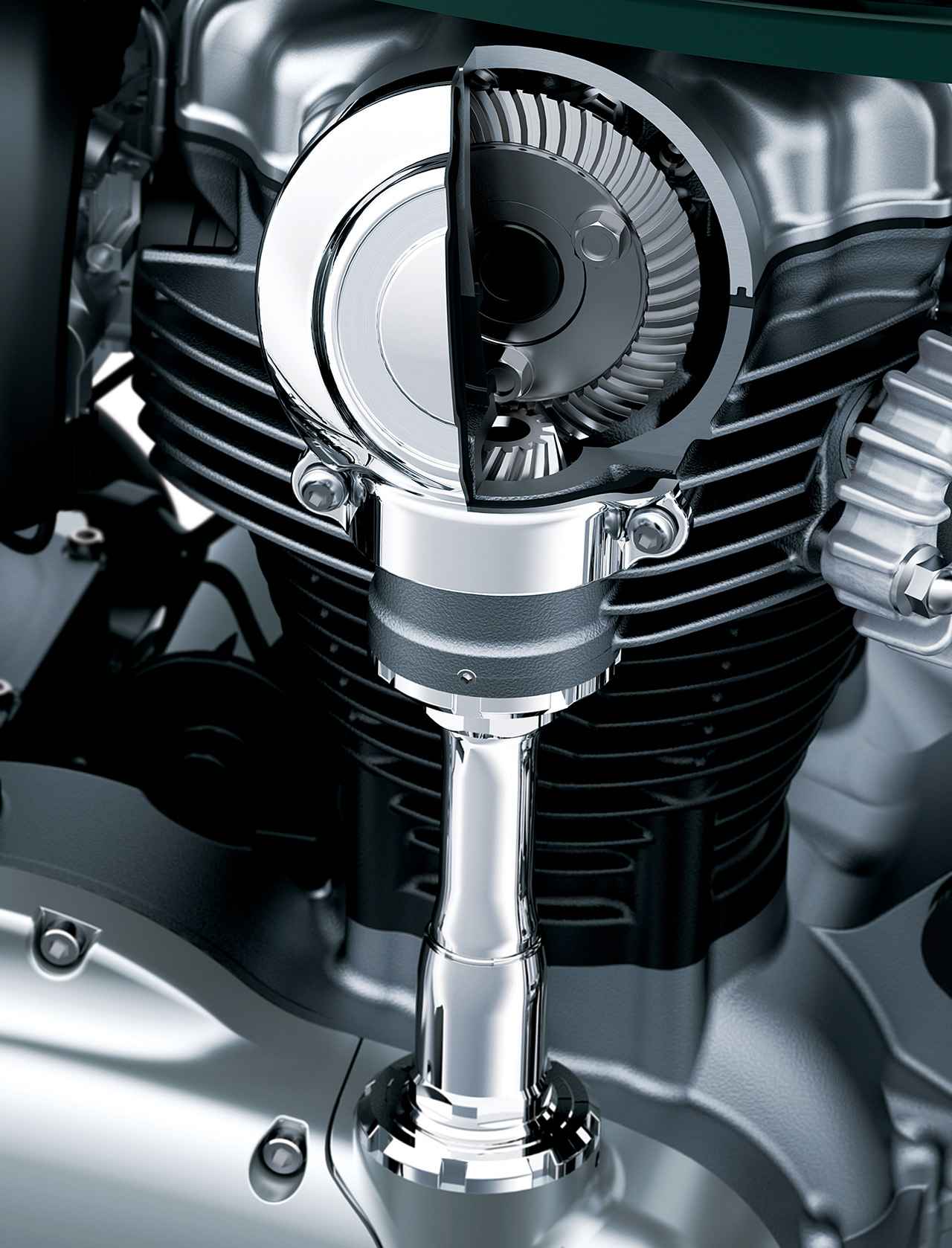 画像: 美しい造形の空冷OHC4バルブ・773ccバーチカルツインエンジン。2018年からアシスト&スリッパークラッチ機能も採用された。