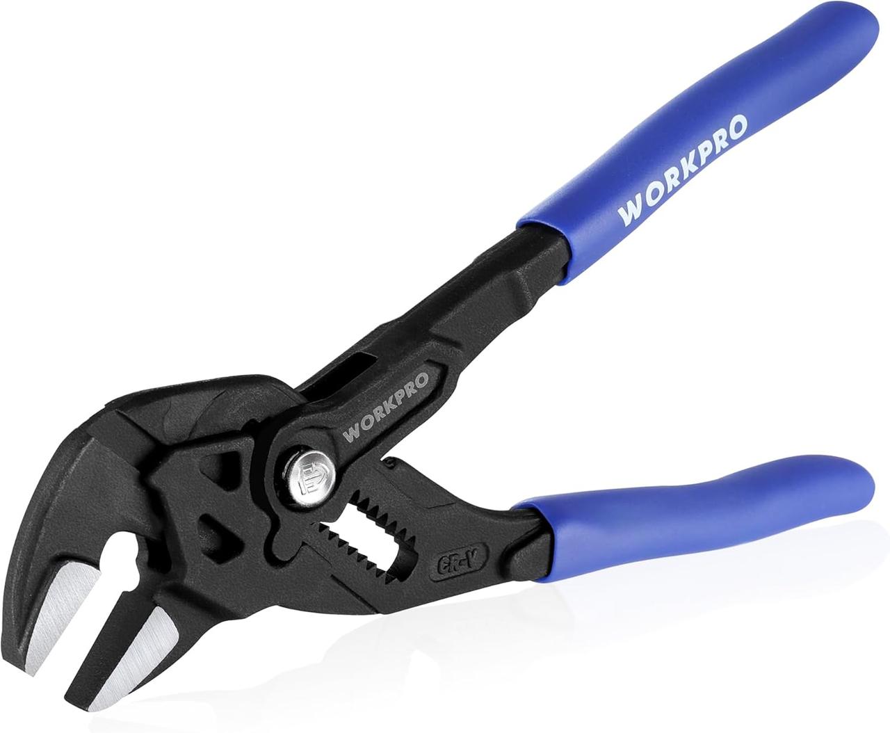 画像: WORKPRO プライヤーレンチ モンキレンチ アジャスタブルレンチ 全長約180mm ペンチレンチ CR-V 建設用レンチプライヤー 最大口開幅 約40mm ブラック仕上げ ロック機構 amzn.to