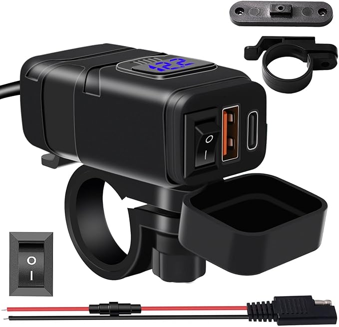 画像: ▶▶▶Amazonはこちら｜価格をチェック BlueFire バイク専用USB電源 QC3.0 2ポート 電圧計付 amzn.to