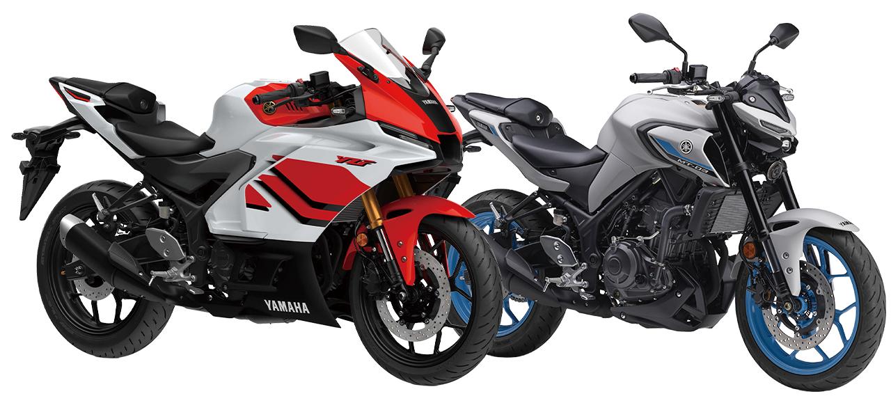 画像: YAMAHA YZF-R3 ABS(左) 税込価格:72万6000円 MT-03 ABS(右) 税込価格:68万7500円