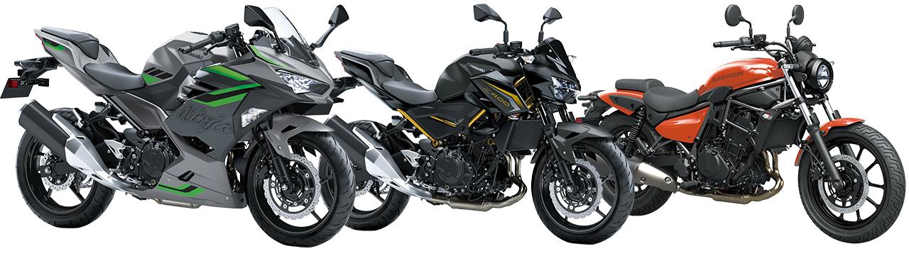 画像: Kawasaki Ninja400(左) 税込価格:81万4000円 Z400(中) 税込価格:77万円 ELIMINATOR(右) 税込価格:85万8000円