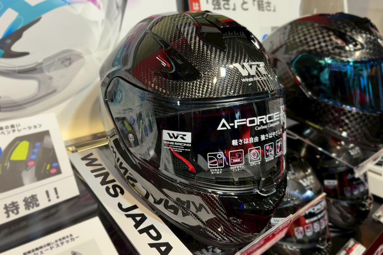 画像: WINS A-FORCE RR 3Kカーボン 素材:ドライカーボン 規格:MFJ公認、SG規格適合 サイズ:XXS、XS、S、M、L、XL 希望小売価格:6万4900円