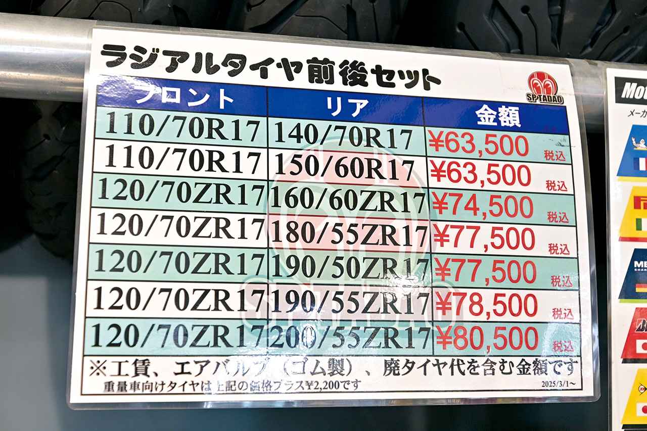 画像: SP忠男 浅草本店に掲示されている価格表。