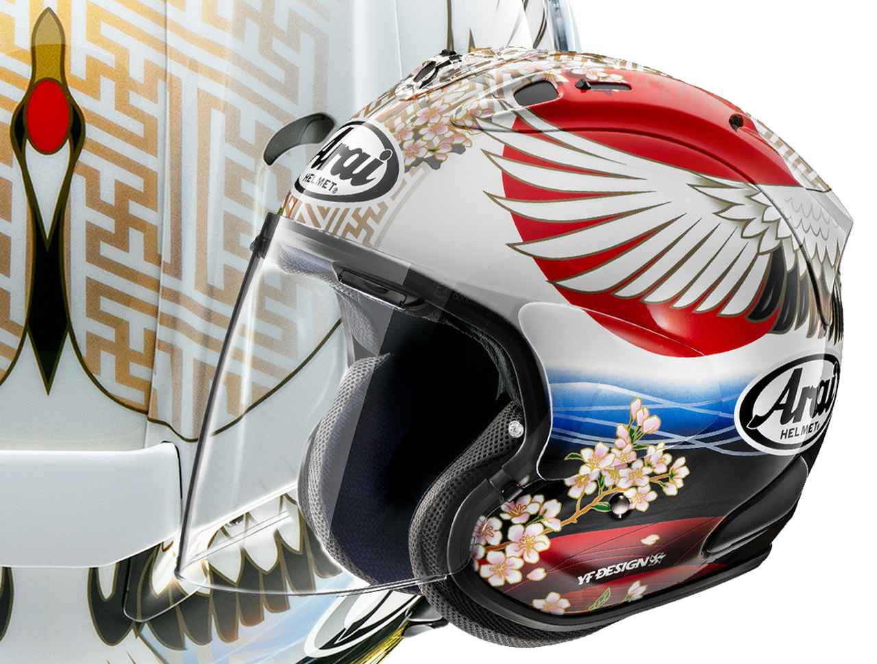 画像: 桜と丹頂鶴が舞う“和”のオープンフェイス「VZ-RAM ツバサ」 - webオートバイ