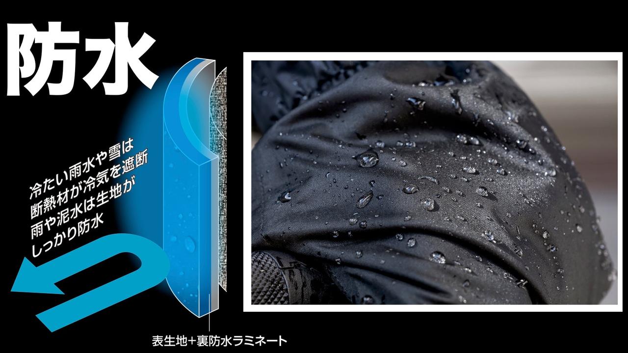 画像2: 耐水圧20,000mmの強靭な生地と、冷えを防ぐ断熱素材の融合