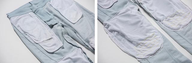 画像: 肌に触れて汗がはりつきやすい腰ポケットの裏地と、膝部分の生地を速乾性あるメッシュ素材に変更。