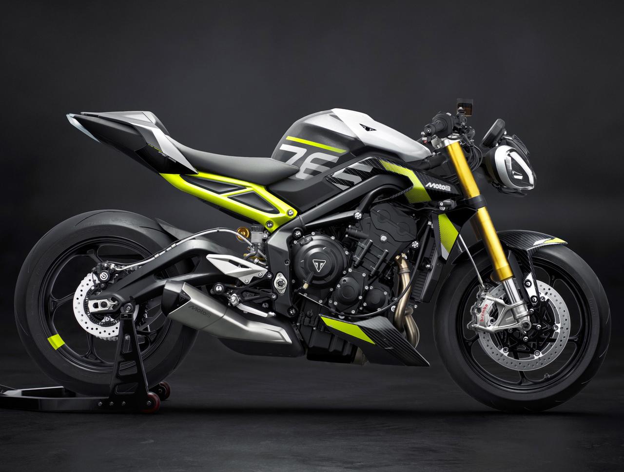 画像: TRIUMPH Street Triple 765 Moto2™ Edition 2026年モデル 総排気量：765cc エンジン形式：水冷4ストDOHC4バルブ並列3気筒 シート高：839mm 車両重量：188kg 価格：199万5000円（国内95台限定） ※写真はサーキット仕様
