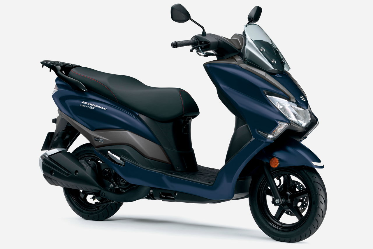 画像1: SUZUKI BURGMAN STREET 125EX 2025年モデル 総排気量：124cc エンジン形式：空冷4ストSOHC2バルブ単気筒（8.3PS/6500rpm） シート高：780mm 車両重量：112kg 発売日：2025年6月6日 税込価格：31万7900円（青、白、黒）