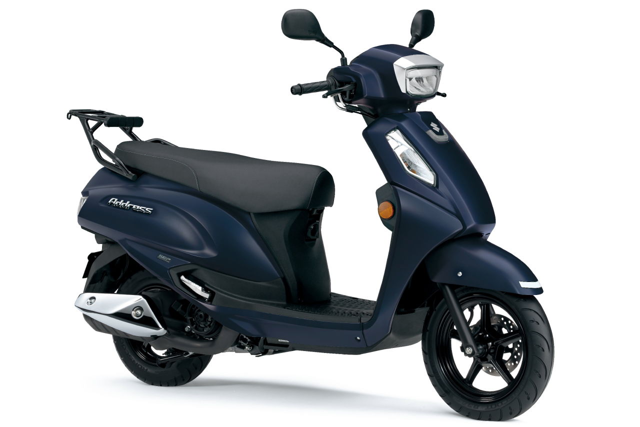 画像1: SUZUKI ADDRESS 125 2025年モデル 総排気量：124cc エンジン形式：空冷4ストSOHC2バルブ単気筒（8.4PS/6500rpm） シート高：770mm 車両重量：108kg 発売日：2025年9月10日 税込価格：28万500円（藍、白、緑、黒）