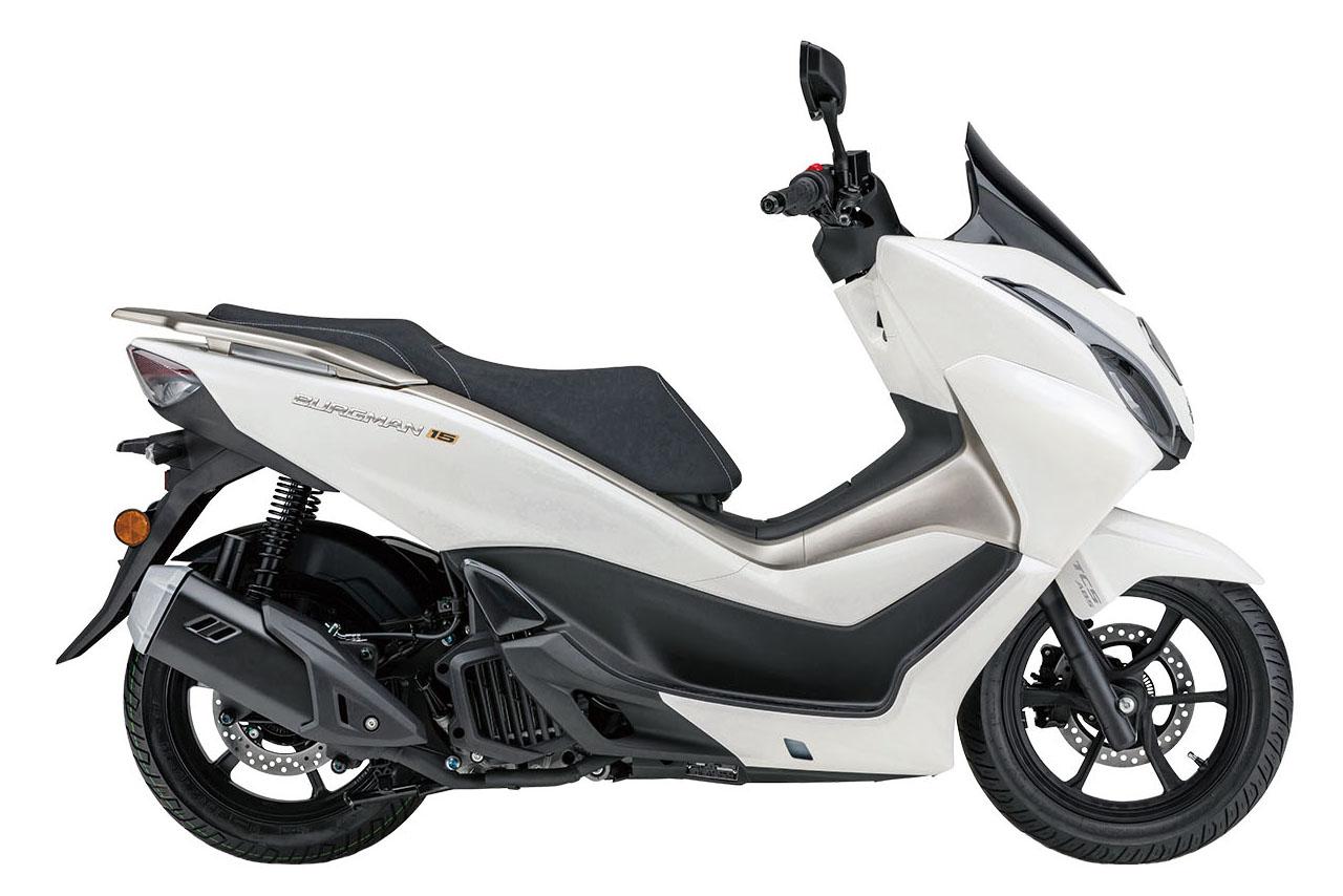 画像: SUZUKI BURGMAN 15 2027年モデル（コロンビア仕様）ホワイト 総排気量：149cc エンジン形式：水冷4ストSOHC単気筒 シート高：760mm 車両重量：145kg 参考価格：1555万コロンビアペソ