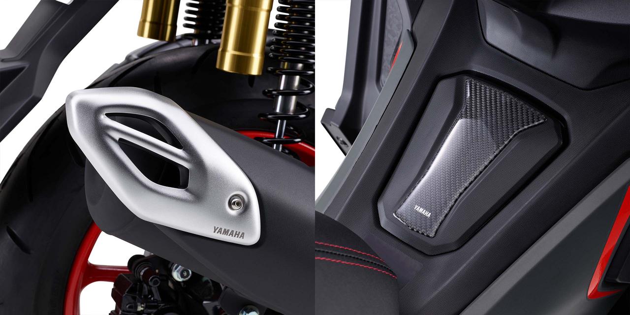 画像: 左：エキゾーストカバー（3960円）／右：フューエルリッドカバープロテクター（4950円）