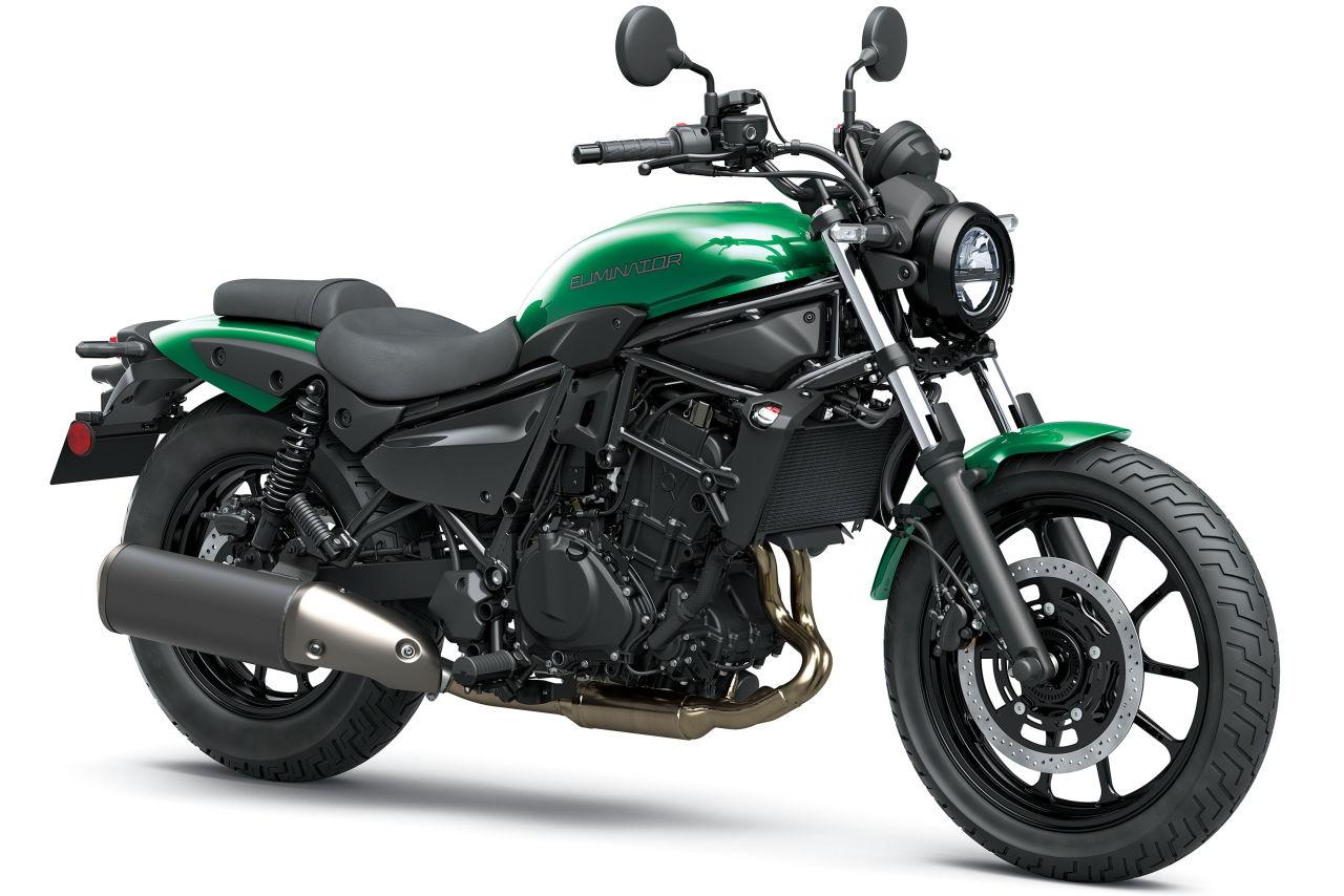画像: KAWASAKI ELIMINATOR PLAZA EDITION 2027年モデル 総排気量:398cc エンジン形式:水冷4ストDOHC4バルブ並列2気筒 シート高:735mm 車両重量:177kg 発売日:2026年7月18日 税込価格:91万3000円(緑)