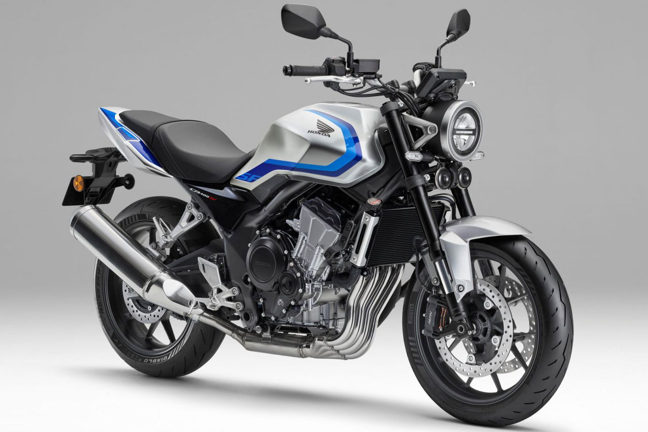 画像1: HONDA CB400 SUPER FOUR E-Clutch 2026年モデル 総排気量:399cc エンジン形式:水冷4ストDOHC4バルブ並列4気筒 シート高:780mm 車両重量:187kg 発売日:2026年8月21日 税込価格:99万8800円(銀、黒、白、赤)