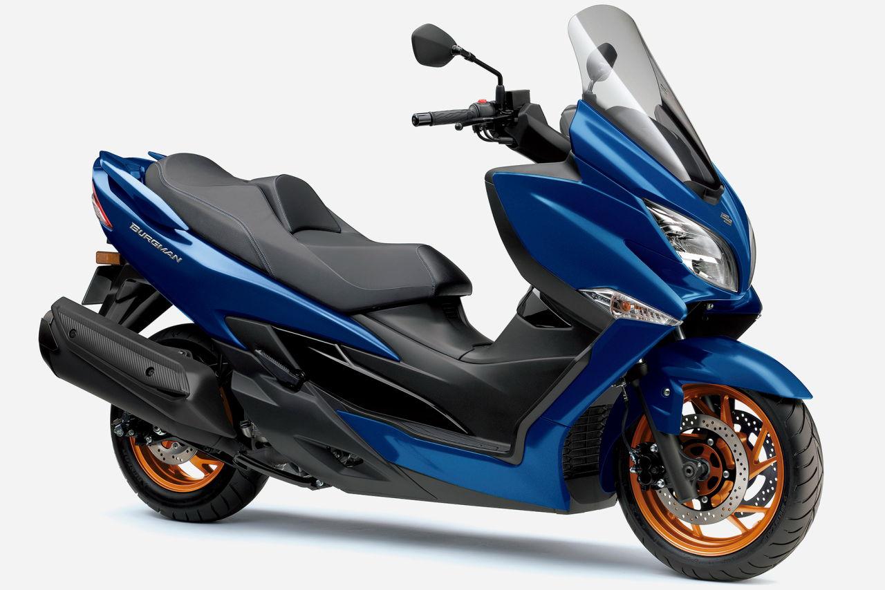 画像1: SUZUKI BURGMAN 400 2026年モデル 総排気量:399cc エンジン形式:水冷4ストDOHC4バルブ単気筒 シート高:755mm 車両重量:218kg 発売日:2025年7月18日 税込価格:98万100円(青、深緑、黒)