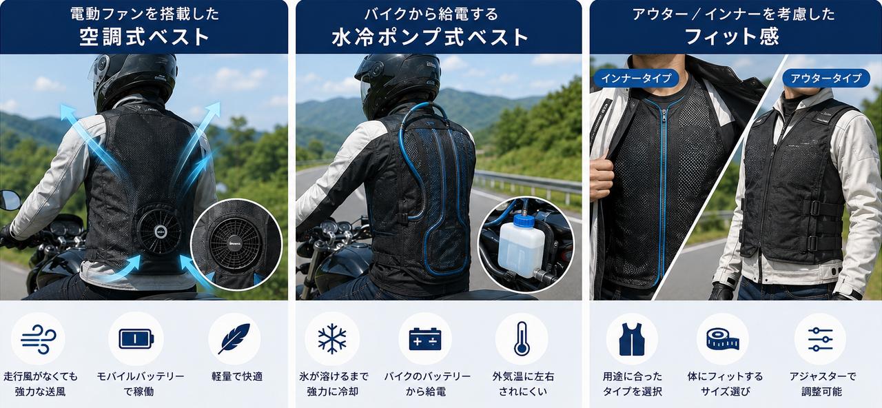 画像: 電源の有無とフィット感で選ぶ夏用ベスト
