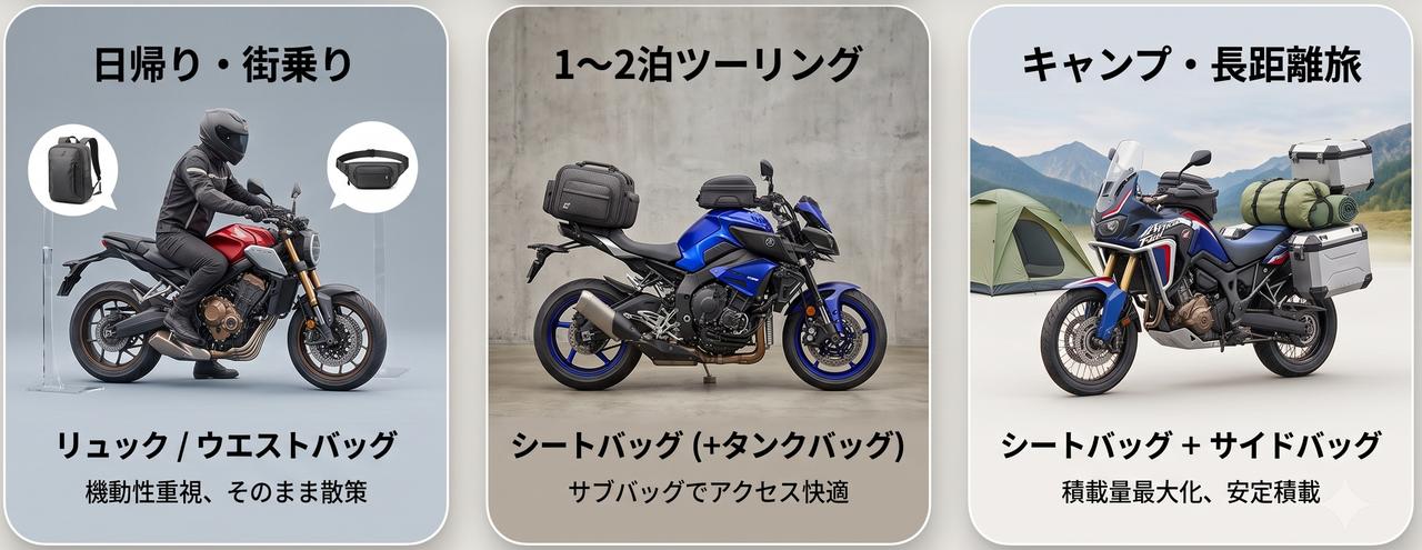 画像: 用途・シーンで選ぶバイク用バッグ