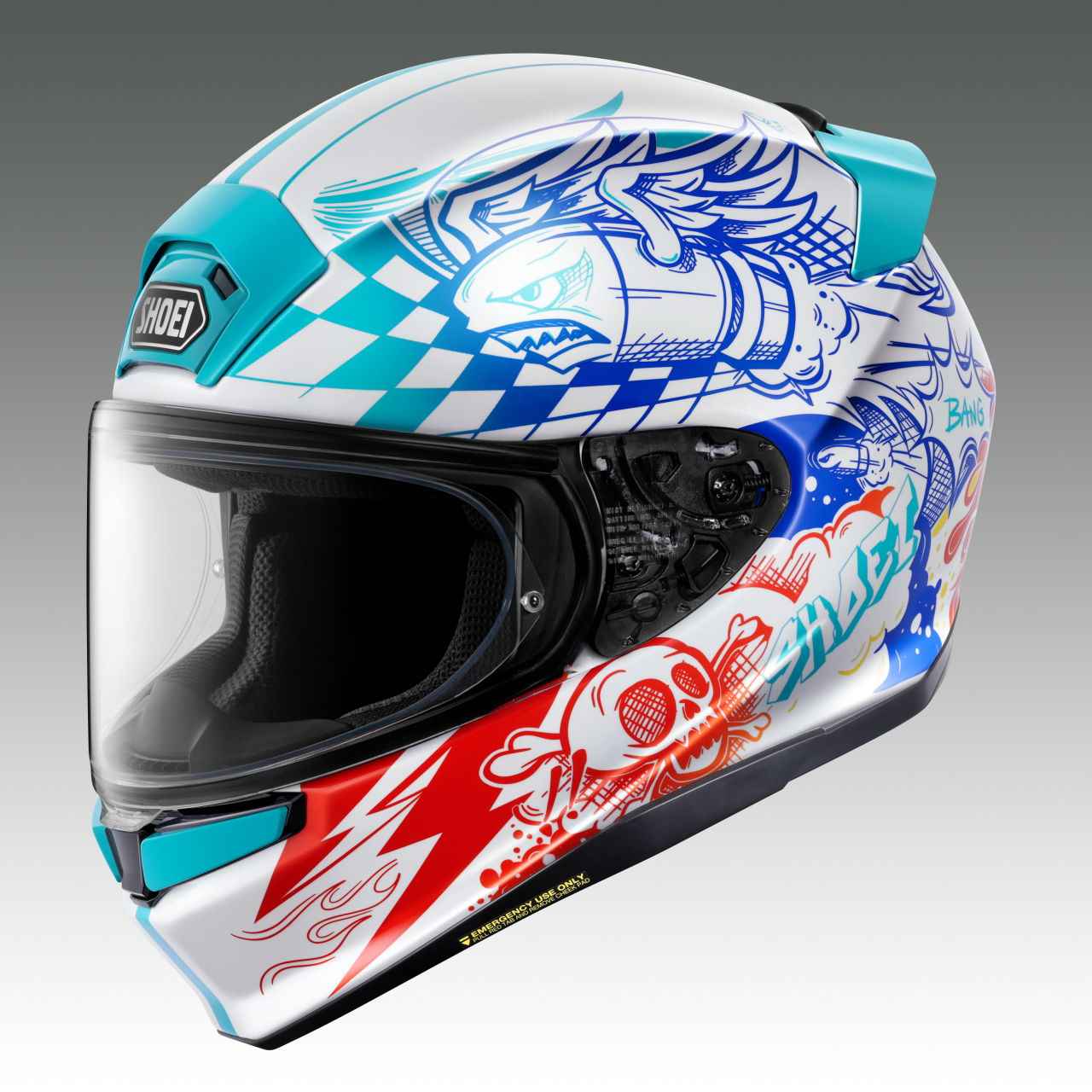 画像2: SHOEI Z-9 KABOOM サイズ：XS（53cm）、S（55cm）、M（57cm）、L（59cm）、XL（61cm）、XXL（63cm） カラー：TC-5（BLACK/WHITE）、TC-10（WHITE/BLUE） 価格：8万5800円（税込） 発売：2026年11月予定