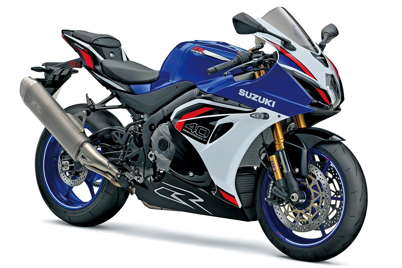 画像: SUZUKI GSX-R1000R 総排気量:999cc エンジン形式:水冷4ストDOHC4バルブ並列4気筒 シート高:825mm 車両重量:203kg 税込価格:237万6000円