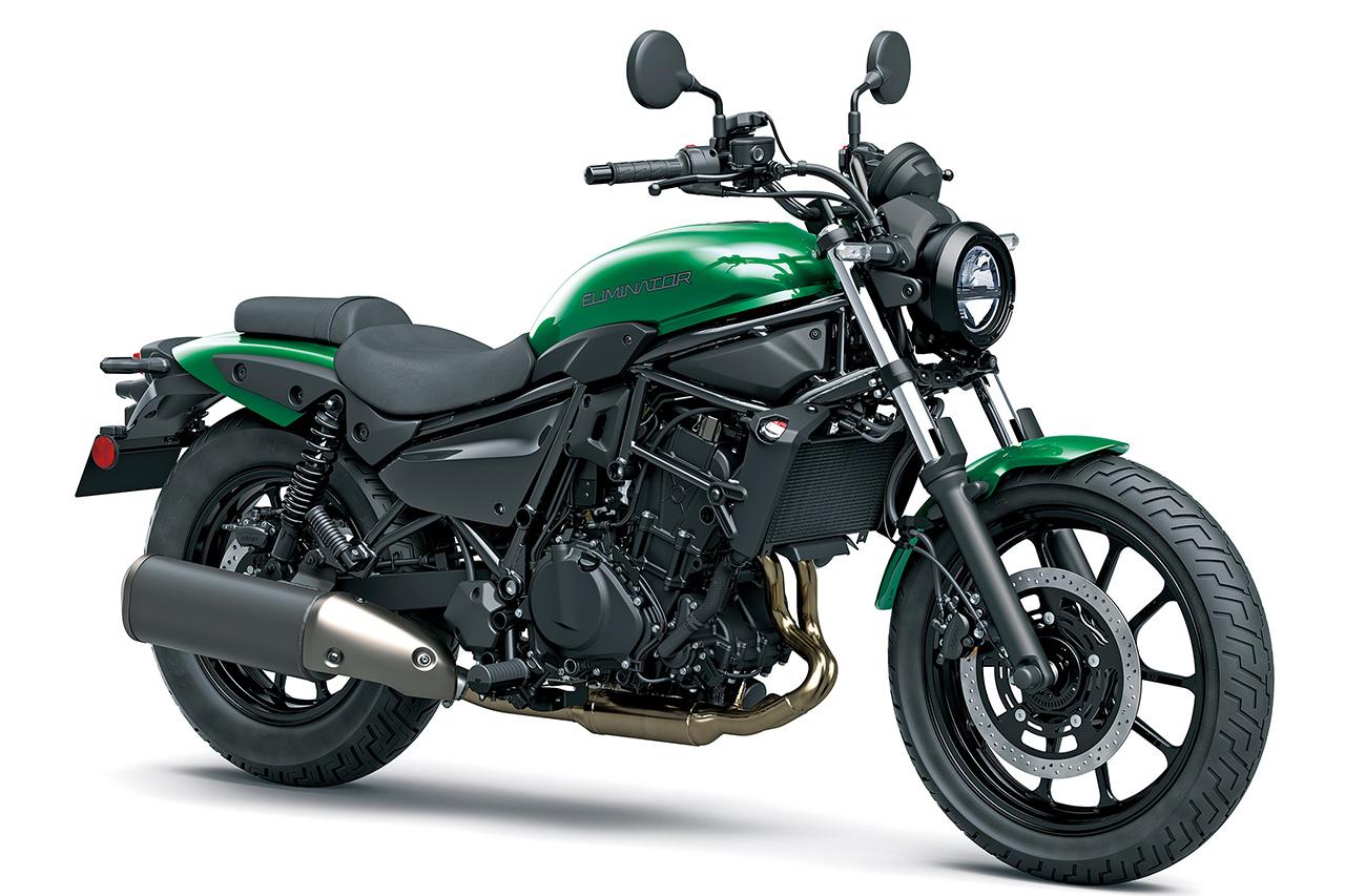 画像: KAWASAKI ELIMINATOR/SE/PLAZA EDITION 総排気量:398cc エンジン形式:水冷4ストDOHC4バルブ並列2気筒 シート高:735mm 車両重量:176kg/178kg(SE)/177kg(PLAZA EDITION) 税込価格:85万8000円/95万7000円(SE)/91万3000円(PLAZA EDITION) ※写真はELIMINATOR