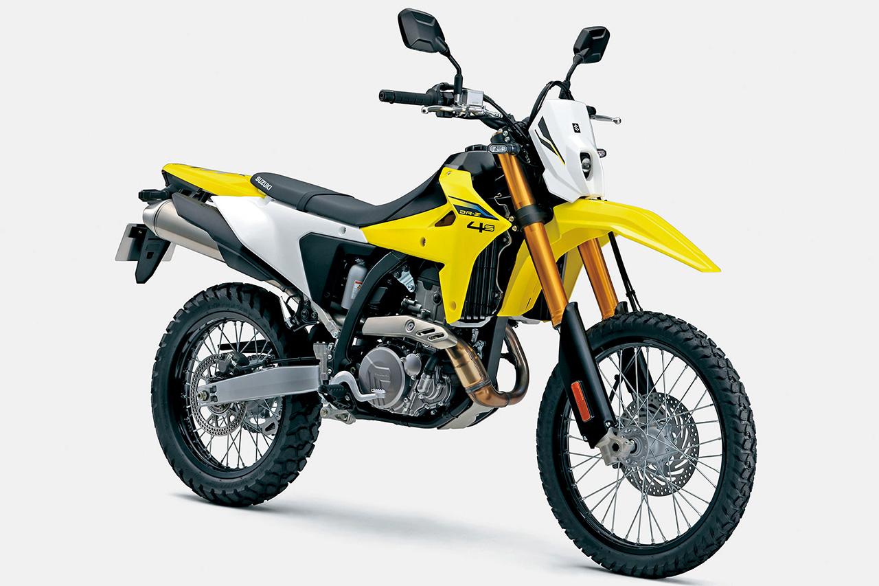 画像: SUZUKI DR-Z4S 総排気量:398cc エンジン形式:水冷4ストDOHC4バルブ単気筒 シート高:890mm 車両重量:151kg 税込価格:119万9000円
