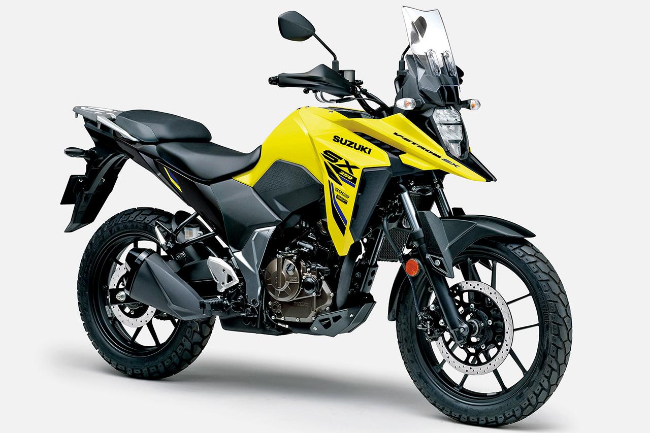 画像: SUZUKI V-STROM 250 SX 総排気量:249cc エンジン形式:油冷4ストロークSOHC 4バルブ単気筒 シート高:835mm 車両重量:164kg 税込価格:59万9500円
