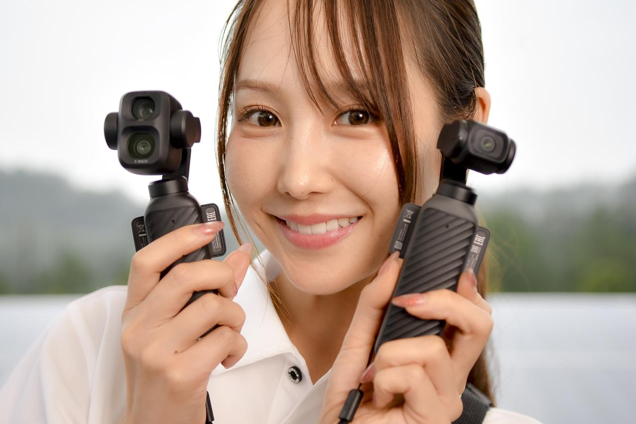 画像: 今回の配信でメインとして使った「Osmo Pocket 4P」（左）と、サブ機として使った「Osmo Pocket 4」（右）。外観上の大きな違いはレンズの数と造形。 link.amazon