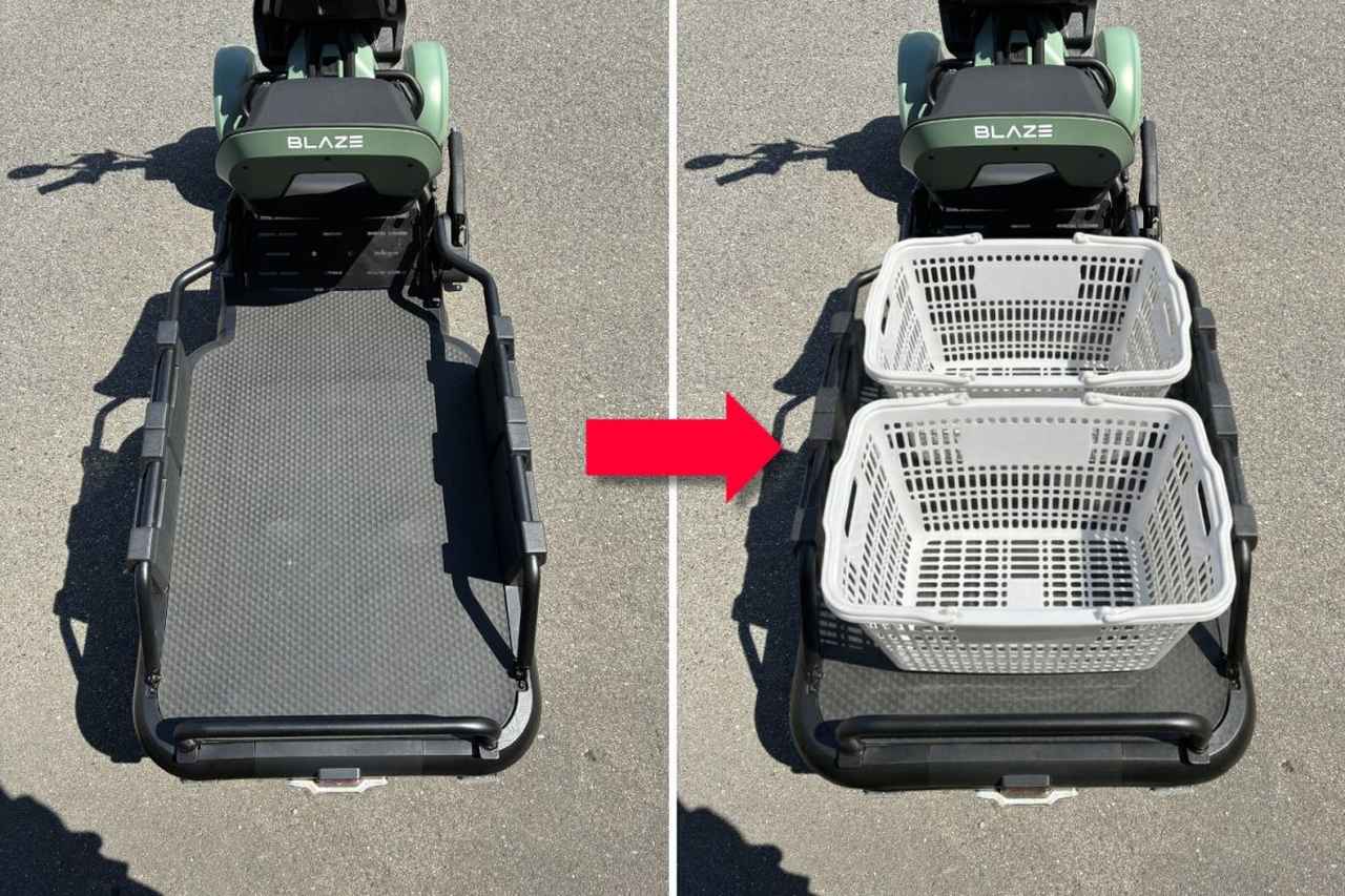 画像: 荷台には買い物かごが2つ、前後に並んで載る