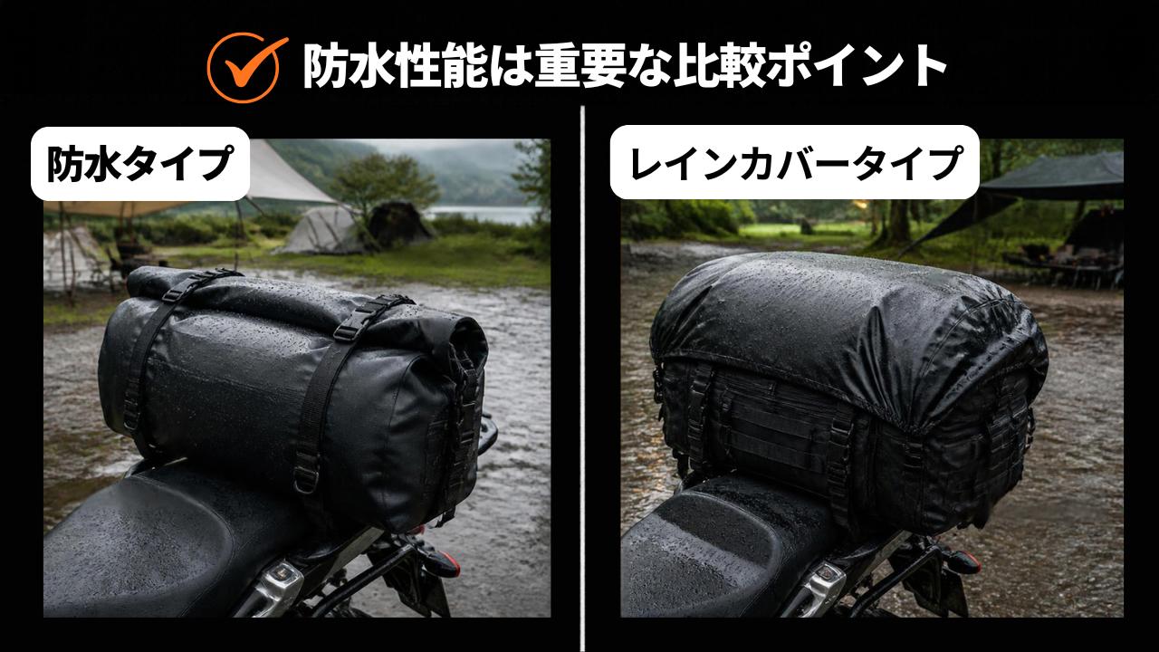 画像: <画像>キャンプ用ツーリングバッグの防水性能