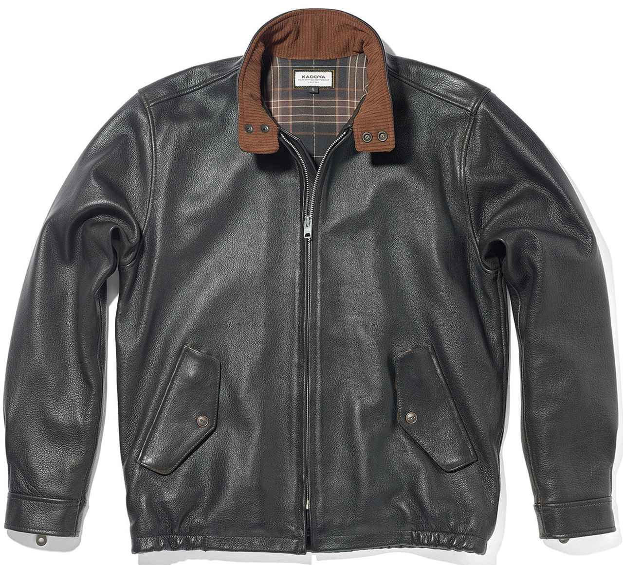 画像1: カドヤ「LEATHER HARRINGTON JACKET」レビュー|唯一無二のエイジングが光る 茶芯レザーのスウィングトップ
