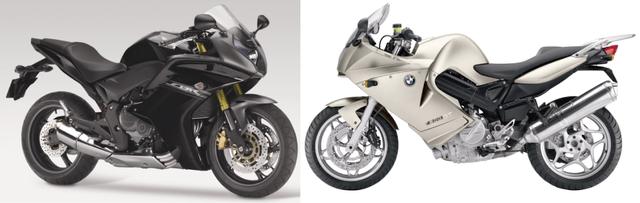 画像: (左)HONDA CBR600F(右)BMW F800FT/©モーターマガジン社