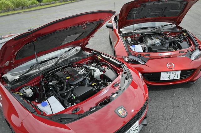 画像: エンジン出力は124スパイダーが170ps/240Nm、ロードスターが131ps/150Nmと約40ps/100Nmも違っている。