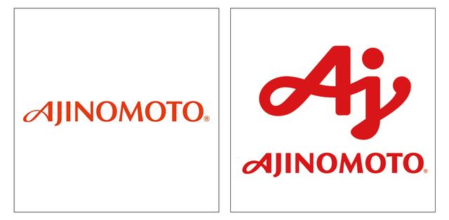 画像: 左側がリニューアル前のコーポレートブランドロゴ。右側が2017年10月から使用されている味の素グループグローバルブランドロゴ。
