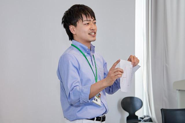 画像: 山田氏がベストワンに選んだアイデアをプレゼンする日立の社員(SDGs協創ワークショップ3日目)。