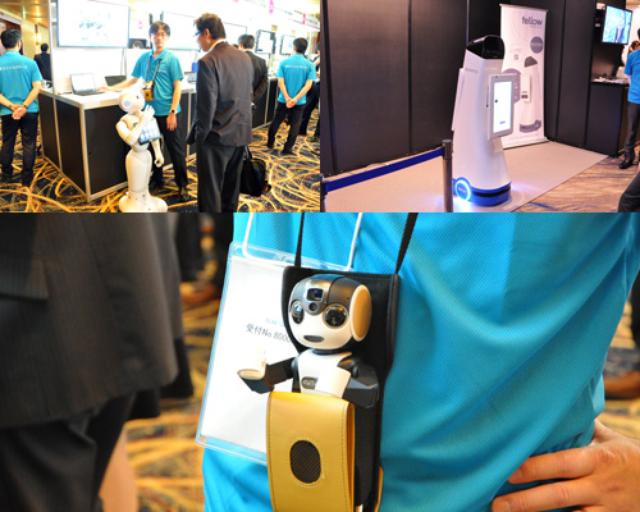 画像: 左上はpepper。右上は米Fellow Robots社の自律移動型サービスロボットNAVII™(ナビー)。ヤマダ電機様テックランド青葉店 に、日本ユニシスが実証実験の一環で導入しています。下は担当者個人のロボフォン。