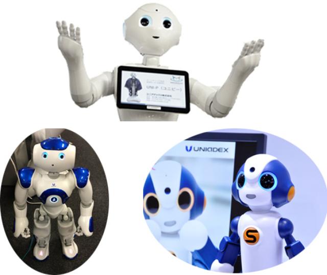 画像: 上:Pepper、左:Nao、右:Sota