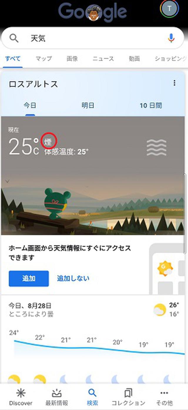 画像: 天気予報も、『煙』です。