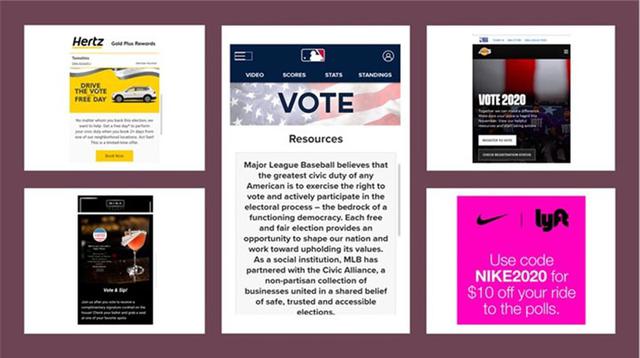 画像: レンタカー会社は、投票に行くのであれば車を無料で提供。NIKEとLyftは、提携してクーポンを発行。レストランでは、当日カクテル無料。MLBやNBAも選挙応援メッセージ発信。と選挙を一層盛り上げています。
