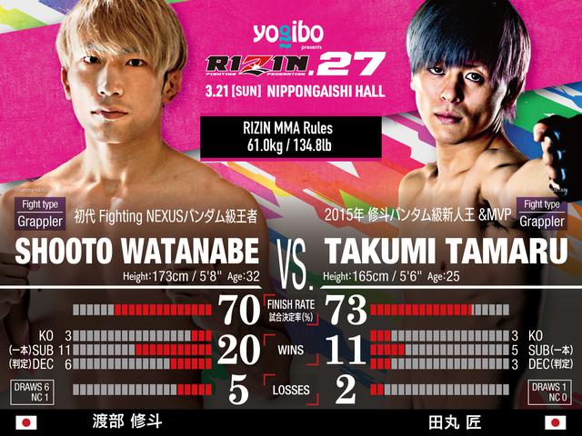 画像: Shooto Watanabe vs Takumi Tamaru