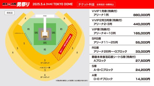 RIZIN.42 [SRS席]主催者チケット2枚