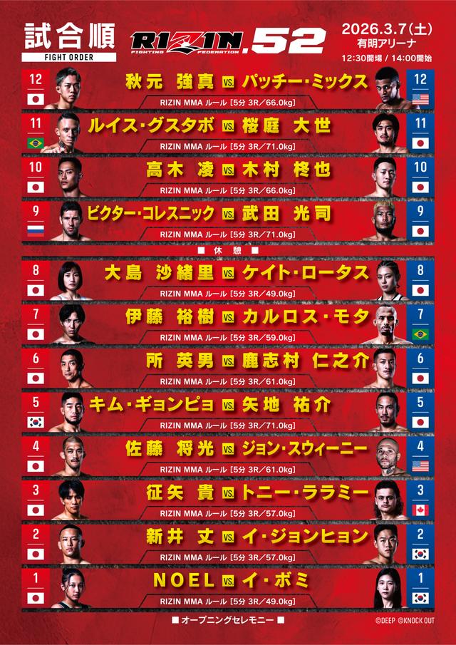 来場のご案内 RIZIN.52 - RIZIN FIGHTING FEDERATION オフィシャルサイト