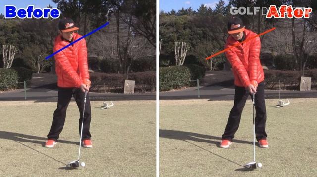 画像: POINT3 インパクトで肩のラインは飛球線と平行