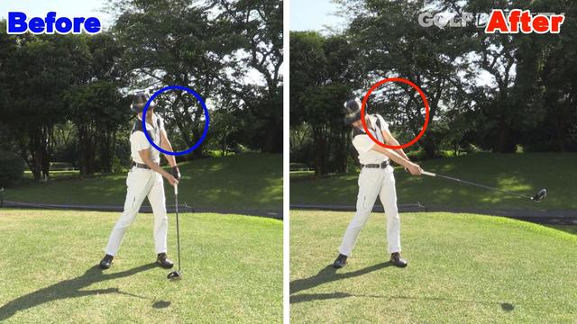 画像: POINT2 左肩が低い位置でインパクトをしよう