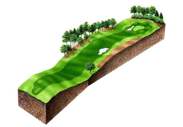 画像: オーガスタナショナルGC1番ホール(445ヤード、パー4)は打ち上げで、右サイドのバンカーを越えるには330ヤードが必要になる