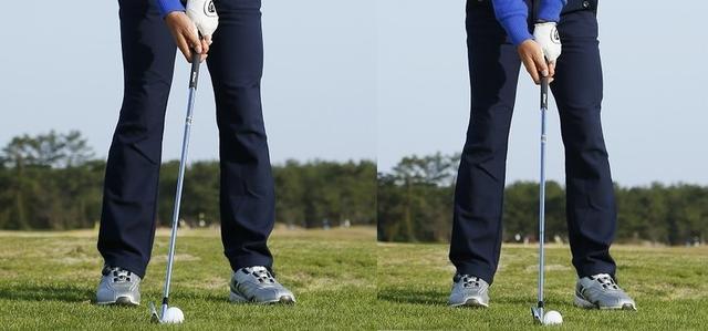 画像: 左が低い球、右が通常。並べてみるとボールの位置は一目瞭然