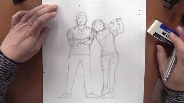 画像2: まずはシャープペンシルで下書き