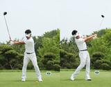 画像: クラブの動きがバックスウィングとフォローで体を中心に左右対称