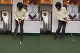 画像: ひざを左右に動かすことで、自分の重心が左右に動く。パターヘッドは手を動かそうとしなくてもそれにつられて左右に動き出す