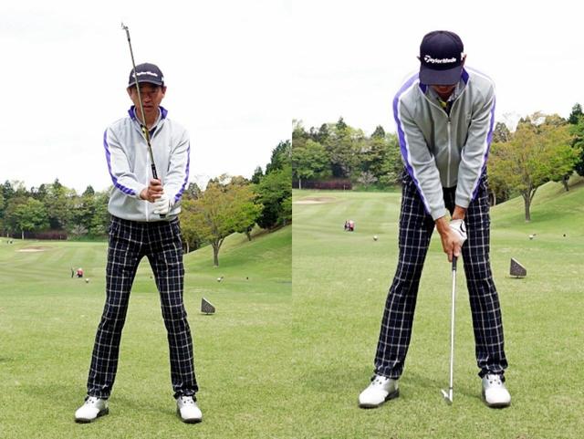 画像: 左は直立状態。右は前傾状態