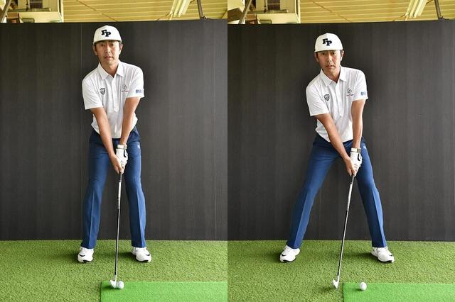 画像: 普段のスタンスよりも2足分右足を外側に開こう